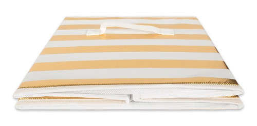 Set 2 Dii Organizadores Cubos 33x33cm Grande Dorado / Blanco