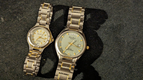 Pareja De Relojes Philip Persio De Titanio Japoneses Genuino (Usado)