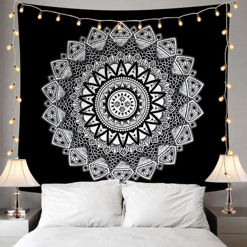 Enjoho Tapiz Mandala Blanco Negro Para Colgar Pared Sala 59 