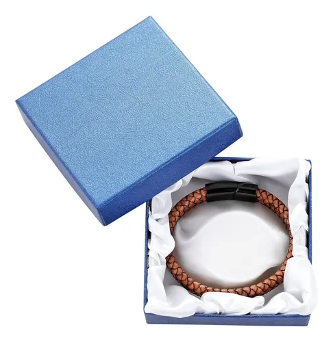 Pulsera De Cuero Trenzado Cierre De Acero Inoxidable Marron