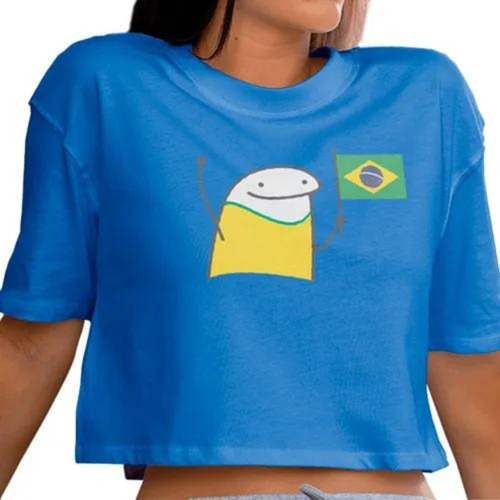 Cropped Do Brasil Blusa Flork Manga Curta Torcedora Copa