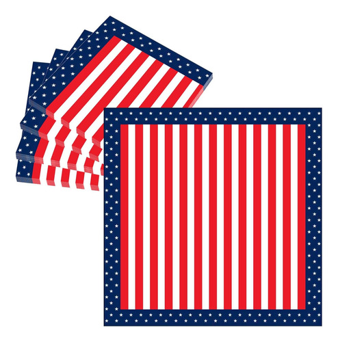 40 Servilletas Americanas De Papel Azul Y Blanco