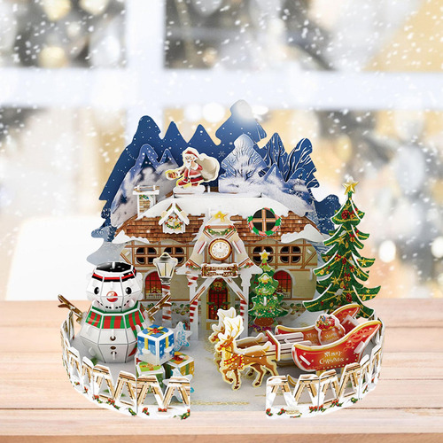 Rompecabezas De Navidad, Cabaña, Edificios, Artesanía, A