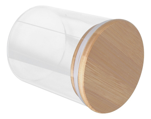 Tarro De Almacenamiento Redondo De Madera Con Tapa De Vidrio