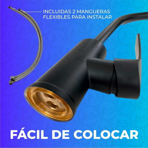 Imagen 6 de 10 de Grifería Canilla Monocomando Larga Cocina Negra Mate Mesada