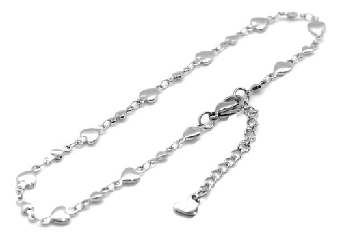 Imagen 6 de 10 de Set 3 Pulseras Tobilleras Mujer Corazón Vibora Acero Plata