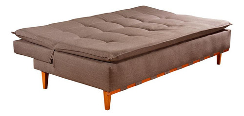 Sofá-cama Casal 3 Lugares Nice Linho Marrom 207 Cm