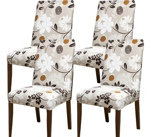 Kit 4 Capa Cadeira Jantar Tecido Mais Resistente Cor Flowers Florido