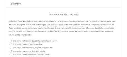 Ydrosolv Ferro 30ml Suplemento Alta Absorção Yosen