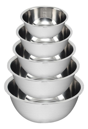 Juego De Tazones Para Mezclar De 5 Piezas, Bowls De Acero