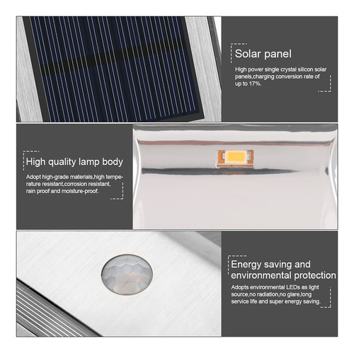 / Sensor Movimiento Pir Energía Solar 2 Led Luz Pared Camino