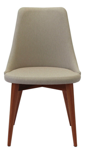 Makom Silla Hadid Comedor Madera Maciza Tapizada Lino Antimanchas Estructura De La Silla Marrón Claro Asiento Beige