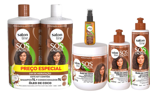 Coco Salon Line Kit Brilho E Hidratação Com 6 Produtos