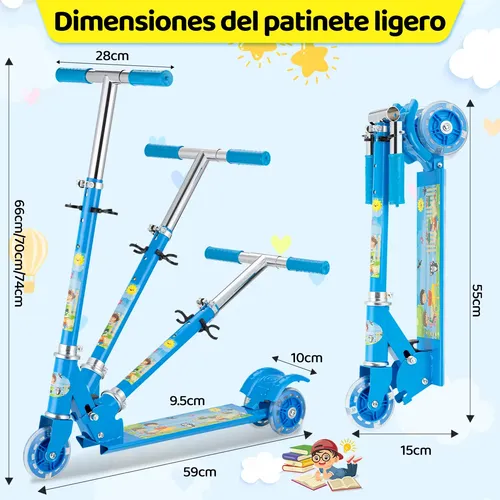 FLUXX Patinete Plegable Para Niños De 2 Ruedas – Color Azul, Ligero Y Seguro Desde 4 Años