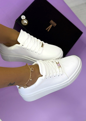 Zapatillas Mujer Toda Blanca Importada Vizzano Confort Vera