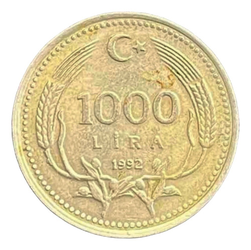 Turquia - 1.000 Liras - Año 1992 - Km #997 - Media Luna