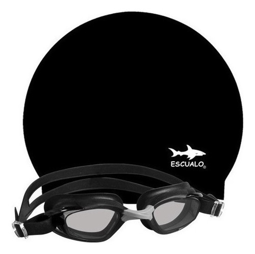 Set Natacion Joven Gorra Y Goggle Negro Escualo - Pvr