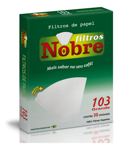 Filtro De Papel Para Café Grande 103 Nobre Com 30 Filtros