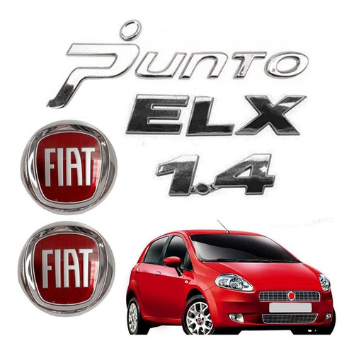 Kit Emblemas Punto 1.4 Elx C/ Fiat Grade E Mala  +brinde