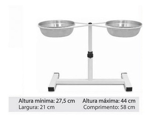 Comedouro Alto 2 Vasilhas Alumínio 1050ml Cada Raça Grande 