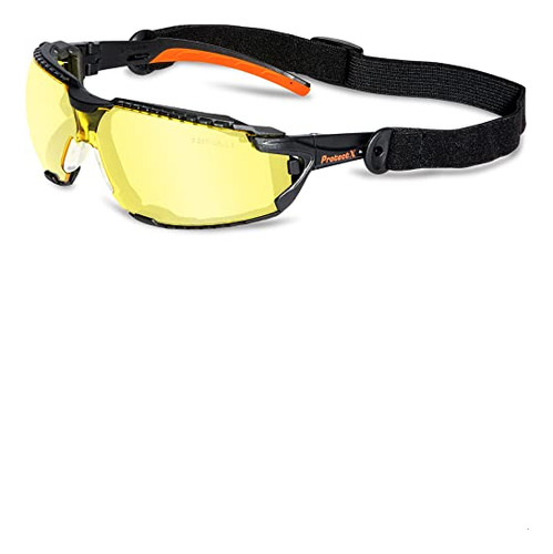 Protectx Safety Glasses Foam Lens Wrap W Strap, Scratch Resi