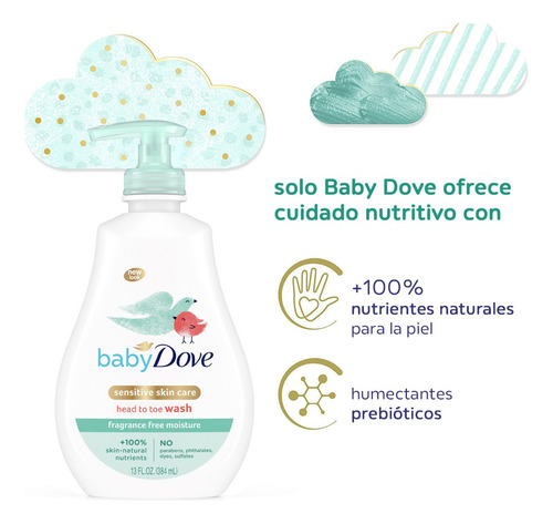Baby Dove Jabón Corporal Pies A Cabeza Piel Sensible 400ml
