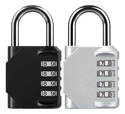 2 Piezas Candados De Combinación 4 Dígitos Locker Seguridad