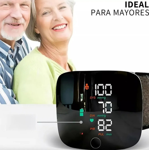 Monitor De Presión Arterial De Muñeca Con Voz Usb Recargable Negro