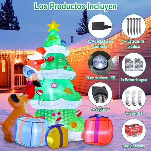 Inflable De Navidad Decor Navidenos Con Luz De Nieve 2.1m