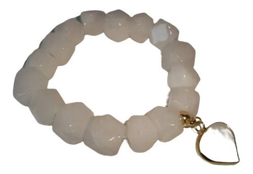 Pulseira Elástica Pedra Natural Quartzo Branco Facetada