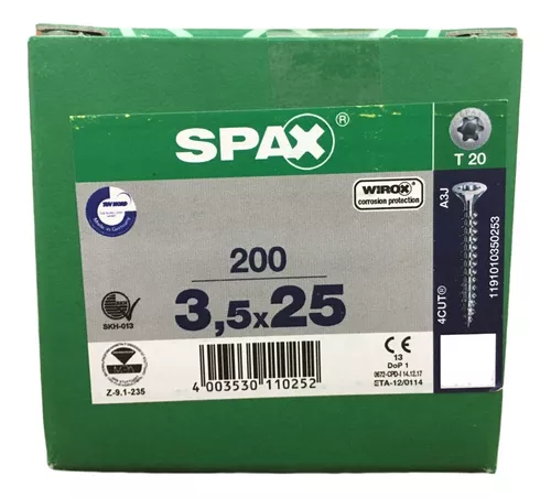5 Cajas Tornillos Spax-m 3.5 X 40 Para Mdf (200 Pz Por Caja)