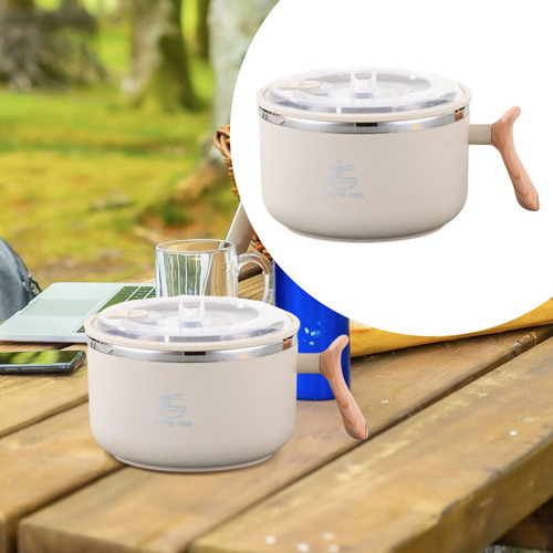 Tazón De Ramen Con Soporte Para Teléfono, Utensilios Caqui