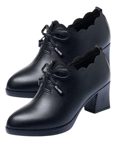 Moda Mujer Chunky Zapatos De Tacón Bajo Bombas Zapatos