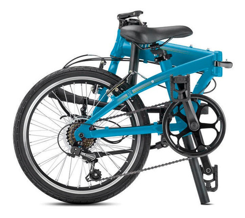 Imagen 2 de 2 de Bicicleta urbana plegable Tern Link A7 R20 Único frenos v-brakes cambio Shimano Tourney color matte blue/silver con pie de apoyo