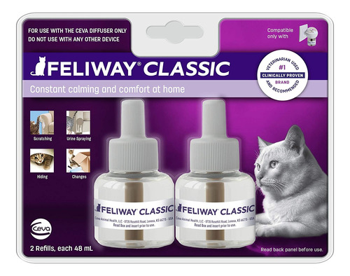 Recarga De Difusor Feliway Para Gatos, 30 Días, Paquete De 2