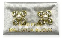 Comprar Aros Perla De Mallorca Flor Perla Y Piedras Circón Dorado