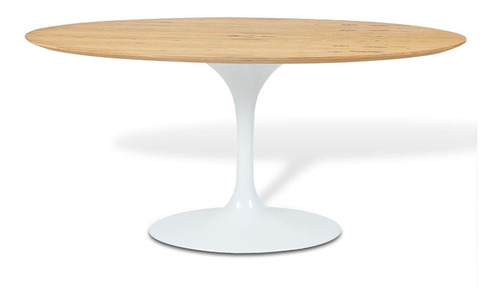 Mesa Tulip Wood Base Blanco 100cm Diámetro