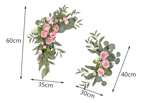 L 2 Piezas De Flores De Arco De Boda Rosa Rosa Rosa