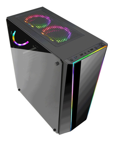 Gabinete Gamer Redragon Tailgate Gc-702 Rgb Vidrio Templado Color Negro