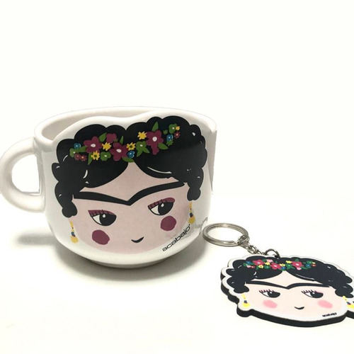 Acabajo Deco Set Jalisco: Taza Frida Kahlo Con Llavero