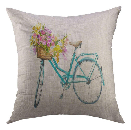 Mugod Funda De Almohada Decorativa Para Sofa, Bicicleta Azul