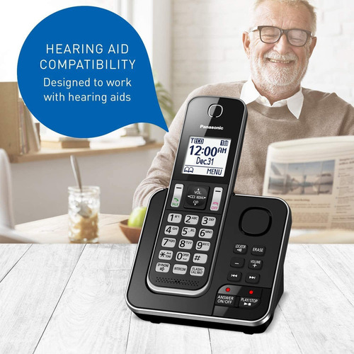Telefone Panasonic KX-TGD394 sem fio - cor preto