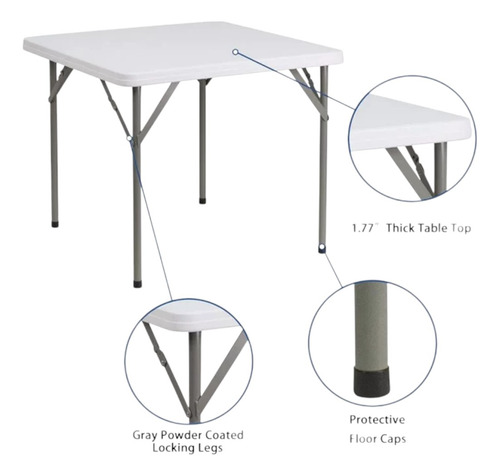 Mesa Plegable Camping Portátil Eventos 86x86 Cm