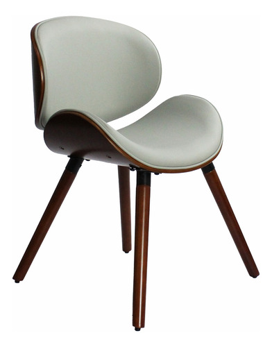 Silla Madera Comedor Living Tapizada X Unid Estructura de la silla Marrón Asiento Gris Diseño de la tela Eco cuero