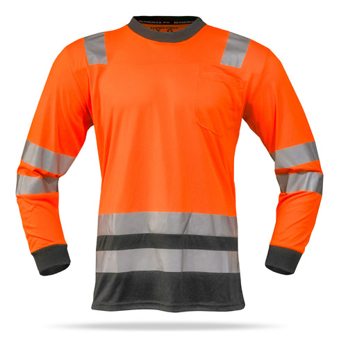 Playera Alta Visibilidad Naranja Cómoda Manga Larga Reflejan