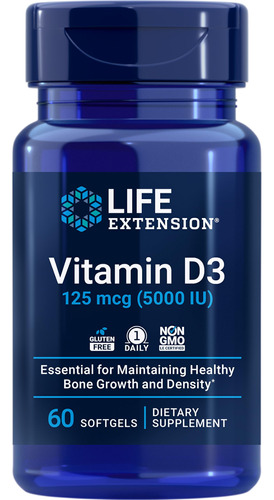 Vitamina D3 Life Extension 125 Mcg (5000 Iu) Salud Ósea