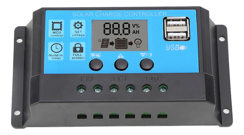 Qqq Controlador De Carga Solar Pwm Lcd Panel De Celda Usb