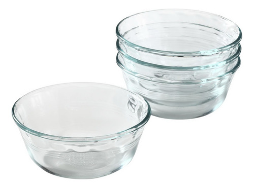 Bowls Compoteras Flanera Pyrex 300 Ml Pack X 4 Unidades Color Transparente