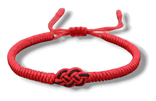 Pulsera Tibetana Amuleto Budista Nudo Chino De La Suerte Color Rojo Diámetro 1 cm Largo 1 cm