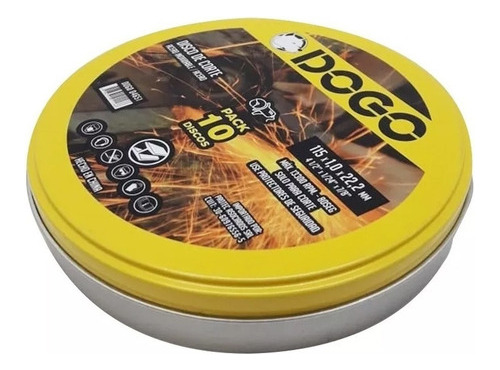 Imagen 3 de 5 de Pack 10 Discos De Corte Recto Dogo Acero 115 X 1,6 X 22,2 Mm
